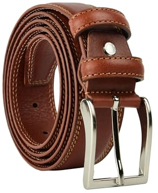 Conte Massimo Cinturón de Hombre de Piel Auténtica, Made in Italy, Ajustable, 3,5 cm