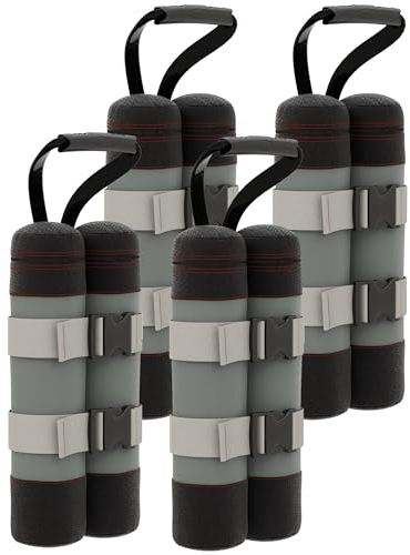Outsunny Set de 4 Sacos de Arena para pabellón, Pesos para pabellón, Sacos de Arena con asa para pabellón Pop up, pies de pabellón Oxford, Gris+Negro