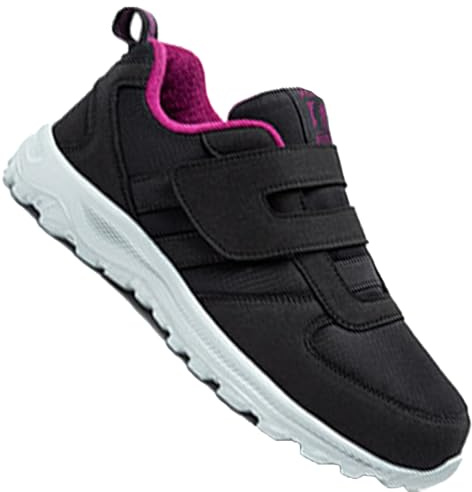 AZMAHT Chaussures pour œdèmes diabétiques Larges Chaussures pour Personnes âgées gonflées de Pied de Grande Taille, Chaussures de Sport réglables,Women Black,41/255mm