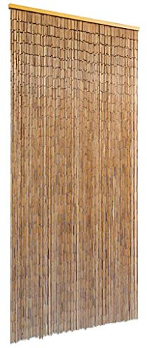Tenda per Porta Esterna in Bambù 90x200 cm, Antimosche con Peso 3,2 kg