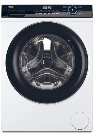 Haier HW90-B16939-UK Freestanding Washing Machine with LED Display, 9kg Load, 1600RPM, Direct Motion, White, A Rated