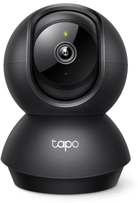 Tapo 1080P Indoor Pan/Tilt Wired Security Camera - Works as a Baby & Pet Monitor, Motion Detection, 2-Way Audio, Siren, Night Vision, Subscription-Free Local Storage or Optional Cloud, Black, C201