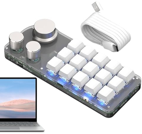 Huvqianu Keyboard - 15-Key One-Handed Mechanical Programmable Keypad,Cut Copy Paste Keyboard, Macro Multifunctional Keypad for Video Editing, Compatible Computer PC