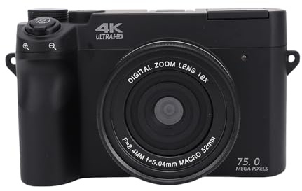 Jectse Fotocamera Digitale a Doppio Obiettivo 75MP 4K HD con Schermo da 3,0 Pollici, WiFi, Zoom Digitale 18x, Torcia per Viaggi, Supporta Il Riconoscimento Facciale, modalità Bellezza (Black)