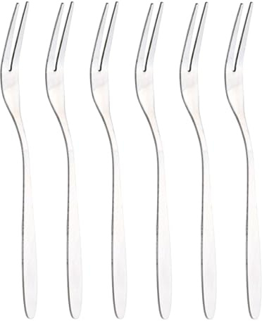 Set di 6 Forchette da Frutta, Forchette a due Rebbi, Posate per Dessert e Torte, in Acciaio Inossidabile, Lunghe 13 cm, Lucidate a Specchio, Adatte per Panetterie, Ristoranti e Uso Domestico
