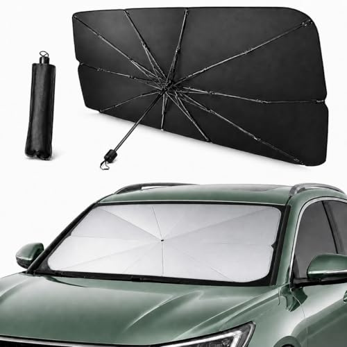 AlfaHome - Parasol Coche Delantero Plegable (140x78 cm) con Funda