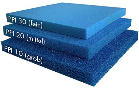 Pondlife Filterschaum blau 50x50x5 cm zur optimalen Verwendung als Filtermedium in Teichfiltern PPI PPI10 (grob)