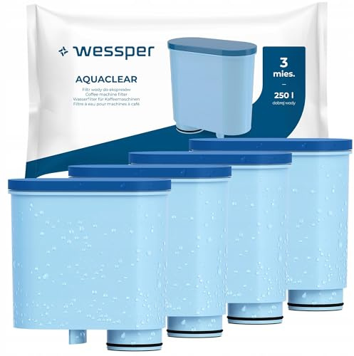 Wessper Wasserfilter Kartuschen Kompatibel mit Philips Aquaclean CA6903/10 CA6903/22 CA6903 und Saeco Kaffeemaschine, Filterpatrone mit Aktivkohle für Kaffeevollautomat - 4er Pack