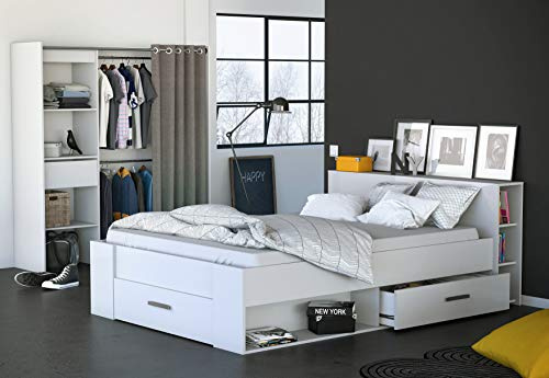 Miroytengo Conjunto de Muebles para Habitación de Matrimonio Chicago en Color Blanco Mate (Cama + cabecero)