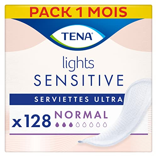 TENA Lights Sensitive Ultra Pads - Normal - Ultra Binden für leichten Blasenschwäche und sensible Haut - frei von Duft- und Farbstoffen - 128 Stück, 8 x 16