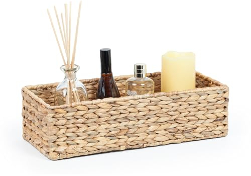 Woodluv Multipurpose Handwoven Water Hyacinth Rectangular Storage Orgainser Tidy Basket