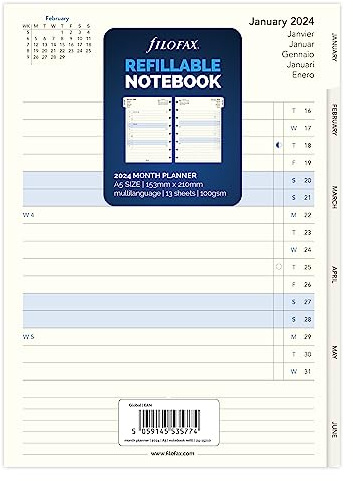 FILOFAX Calendar Insert A5 Notebook Month Planner 2024, 24-15210