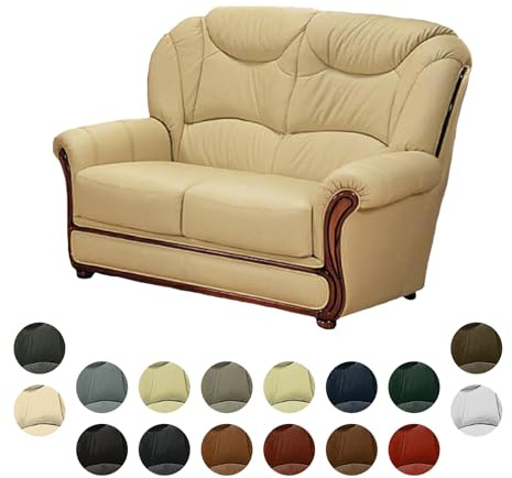 MyVorrei Canapé 2 places en cuir véritable, fabriqué en Italie, 135 x 95 cm, hauteur 102 cm, disponible en 16 couleurs