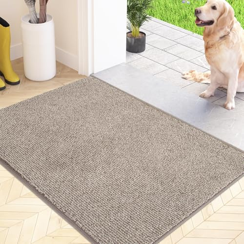 FCSDETAIL Dirt Trapper Indoor Door Mat 50 x 80 cm, Machine Washable Entrance Rug, Dog Doormat, Non-slip Inside Floor Mat for Entryway, Muddy Shoes & Paws