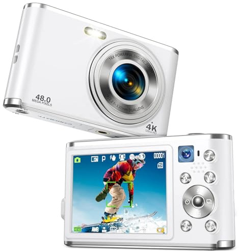 Taschenkamera - 48MP 4K Ultra HD Dual-Objektiv, Digitalkamera 4K, Ultra-HD-Minikamera 44 MP, 2,4-Zoll-IPS-Bildschirm, Wiederaufladbar, Kompakte Taschenkamera mit 16-fachem Digitalzoom
