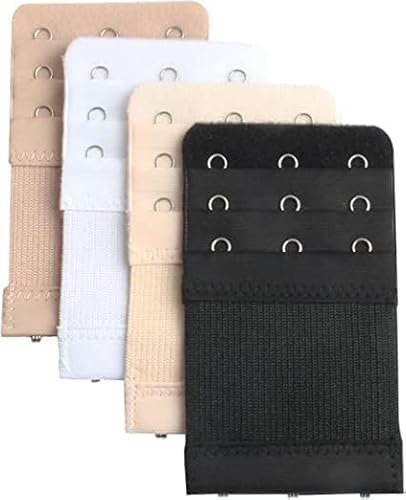 4 Pcs Women's Bra Extenders, Bra Extenders 3 Hooks 3 Rows, Elastic Bra Band Hook Strap Extensions for Women Tight Old Bras or New Bras