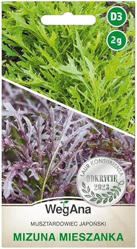 WegAna Moutarde japonaise à feuilles Mizuna 2g, mélange de graines, graines de légumes robustes, graines de légumes, graines de culture, graines pour la serre
