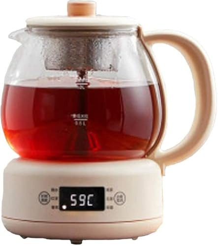 OFNHJK Machines à thé Chaud, Machine à thé 600 W, Corps en Verre à Haute teneur en Borosilicate, Panneau de Micro-Ordinateur, 11 Niveaux d'isolation Thermique réglable, Maintien au Chaud 8 Heures