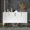 Kommode, 140 cm Sideboard in Weiß Hochglanz, Buffetschrank mit 4 Türen, Golden Metallbeine und Griff, mit Viel Stauraum, für Wohnzimmer und Küche