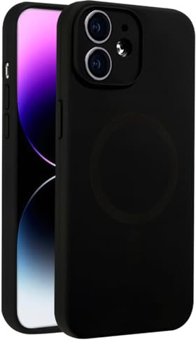 Mixroom - Custodia Cover per iPhone 12 in Tpu silicone liquido morbido compatibile con MagSafe accessori con cerchio magnetico integrato Nero