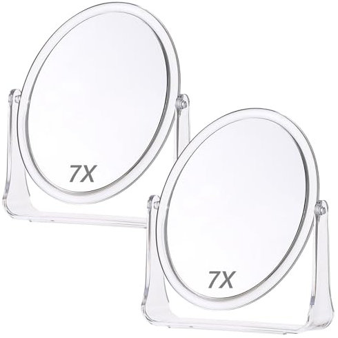 MEYAGOT 2 Stück Schminkspiegel Set - Doppelseitiger Kosmetikspiegel mit 1X/7X Vergrößerung | 360° Drehbarer HD Makeup Spiegel | Hochwertiger Vergrößerungsspiegel für Präzisions-Makeup