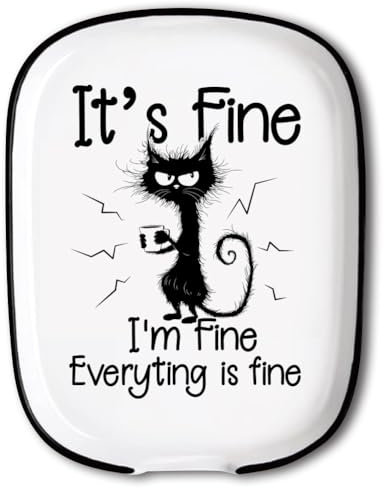 ANATTASOUL Repose Cuillère Cuisine en Céramique 15 * 11.5cm, Support pour Ustensiles de Cuisine, Porte-Cuillère pour Spatules,Pinces, Cuillères à Café ou Ustensiles（Chat）