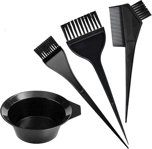 Kit professionale per la tintura dei capelli, 4 pezzi, con spazzola e ciotola per miscelazione, pettine per tintura, pettine angolato e pennello