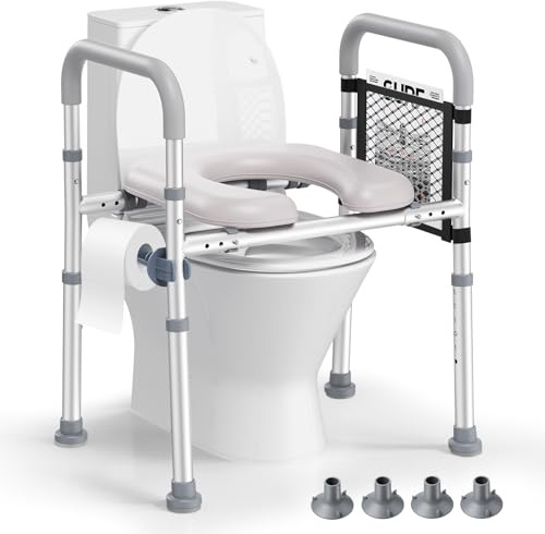 Elevador WC Adulto, Alzador WC Adulto con Altura y Ancho Ajustables, Adaptador WC Adultos con Reposabrazos Estructura de Aluminio para Personas Mayores, Se Adapta a Cualquier Inodoro, 150 kg
