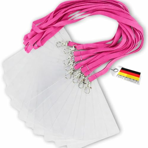 Twist4® Schlüsselbänder aus Baumwolle mit Ausweishülle DIN A6 (pink, 10 Stück)