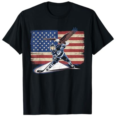 Camiseta De Hockey con Bandera Americana para Hombre Y Niña, Camiseta