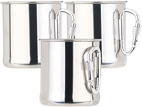 3 Tasses en Acier Inoxydable avec Mousqueton - 250 ML [Semptec]