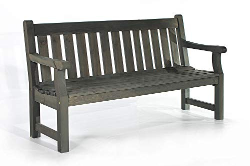 BrackenStyle Darwin 3 Seat Garden Bench - 150cm 3 Wooden Park Seating - Durable Thick Treated Timbers 3 Person (Dark Grey)