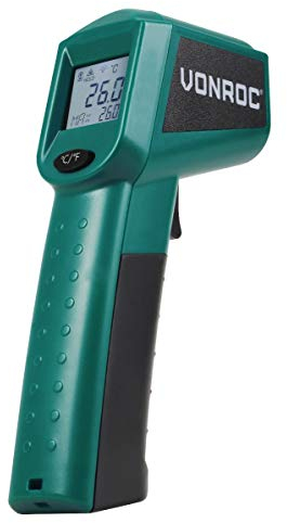 VONROC Digitales Infrarot-Thermometer mit Laser – Messbereich -40 °C bis 530 °C – inkl. 2 Batterien
