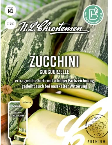 Zucchini Coucourzelle, ertragreiche Sorte mit schöner Farbzeichnung, Samen