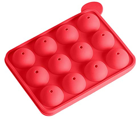 Moules à Cake Pop, 12 Cavité Moules à Gâteau en Silicone,Lollipop Party Cupcake Moule à Sucettes pour Faire Lollipop Bonbon Gâteaux Pâtisserie (Rouge)
