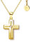 Kreuz Kette Mädchen Gelbgold (Silber 925 vergoldet) | Kreuzkette Kreuz-Anhänger Halskette mit Zirkonia | Kinder-Schmuck Erst-Kommunion Tauf-Geschenk Konfirmation Firmung Geburt Taufe Taufkette