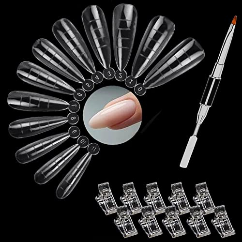 120 Stück klare Nagelverlängerungs-Werkzeugsatz,UV-Gel-Werkzeuge Acryl-Nagelsystem Formen Set,1 Gel Brush & Picker,10 Nagelspitzen Clip und 12 Hufeisenförmige Nagelform