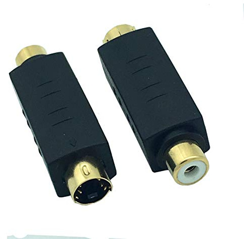 Kuuddker S-Video Macho a Rca Hembra Adaptador De Video Compuesto Convesor De Enchufe, Acoplador Mini Din 4 P Adaptador Conector De Extensión, 181496
