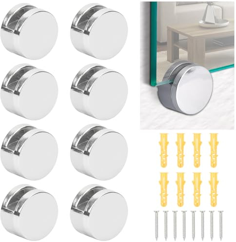 8 Pièces Miroir Clips en Alliage de Zinc, Support Mural pour Miroir et Verre de 3-7mm D'épaisseur, avec 8 Vis en Acier Inoxydable et 8 Chevilles
