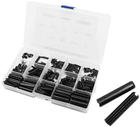 YOYEAH Surtido de pasadores de sujeción, 550 pasadores huecos de resorte de acero al manganeso, pasadores de sujeción ranurados, accesorios metálicos de diferentes tamaños para maquinaria y