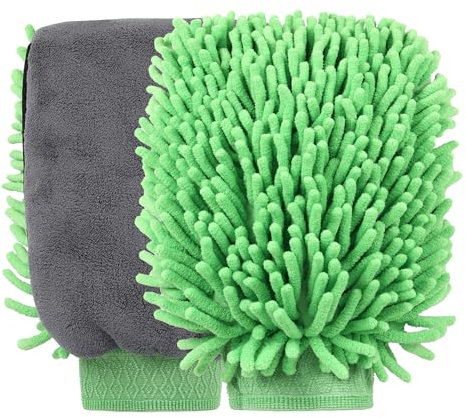 SPDYCESS Guanto Lavaggio Auto, Multiuso Panni Microfibra Idrofila Auto Guanti Senza Graffi Rimuovere lo Sporco Ostinato Lavabile in Lavatrice per Pulizia SUV, Moto e Case