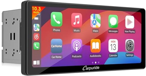 Carpuride YT103S Autorradio Doble DIN - CarPlay y Android Auto Inalámbricos con Cámara de Visión Trasera, Pantalla Táctil HD de 10.3 pulgadas,Navegación GPS,Música Bluetooth, Mirror Link, USB, FM, SWC