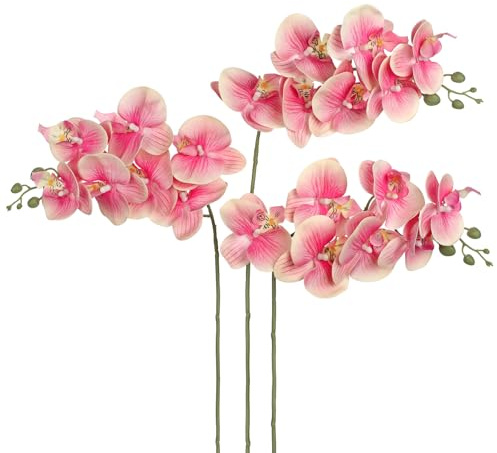 Briful 3 steli di orchidee artificiali – 71,9 cm, stelo di orchidea finta con 7 fiori – Phalaenopsis in seta rosa per composizioni floreali, centrotavola, decorazioni per matrimoni