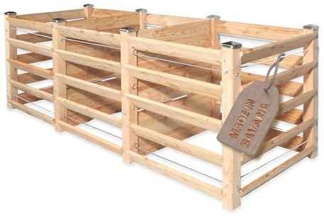 Moderner Komposter Trio ca. 100 x 286 cm Höhe 80 cm aus Lärchenholz Massivholz Steckkomposter Holzkomposter