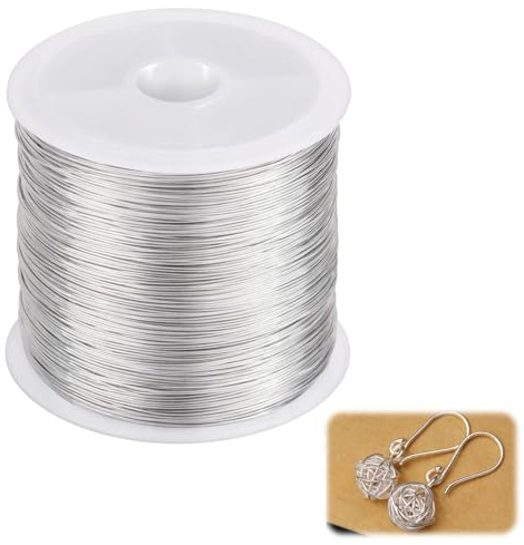 328Ft Jewelry Wire 26Guage Tarnish Resistant Copper Wire Beading Wire Roll Polished Sturdy Spool 100mx0.4MM for Jewelry Making DIY Necklace Bracelet Earring Supplies and Crafting(Sliver)