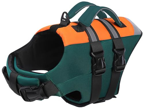 CITÉTOILE Dog Life Jacket with Handle & Safety Leash Green XS