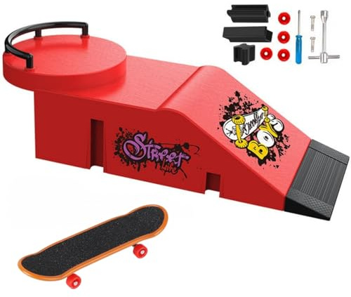 TriUnytion Skate Dedos y Rampa, Mini Fingerboard Park Kit Tech Deck Finger Skate Juego de Tech Deck Finger Skate con Rampa y Otros Accesorios, para Niños y Niñas Regalo (D)