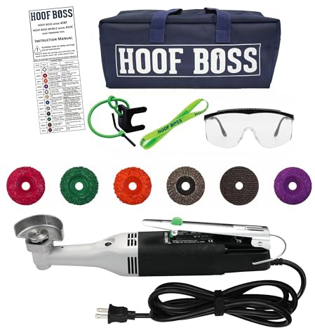 Hoof Boss - Horse Hoof Trimmers Complete Electric Set 110v - Horse Hoof Trimming Tools - Farrier Tool Kit - Grinder Discs and Accessories Included