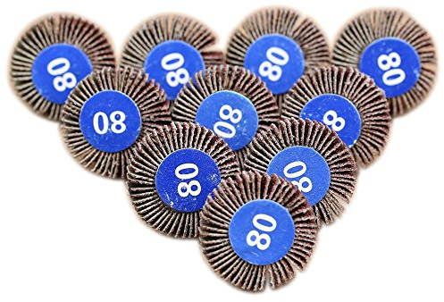 Lot de 10 roues à papiers abrasifs pour ponçage, grain 80, pour outils rotatifs Dremel.