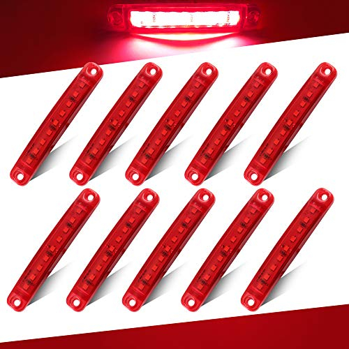 Teguangmei 10Pcs Red Side Marker Lights 9LED LED Indicator 3.9 12-24V Front Rear Lights Position Lamps Universal For Trailer Truck Lorry Van Caravan Side Lights